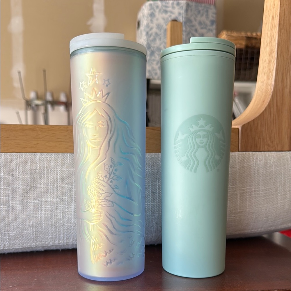 Starbucks White and Green Water Bottles